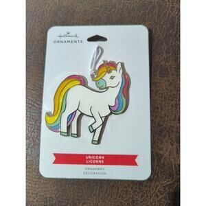 Hallmark Ornaments 2021 Metal Flat Christmas Tree RAINBOW UNICORN - New Enameled